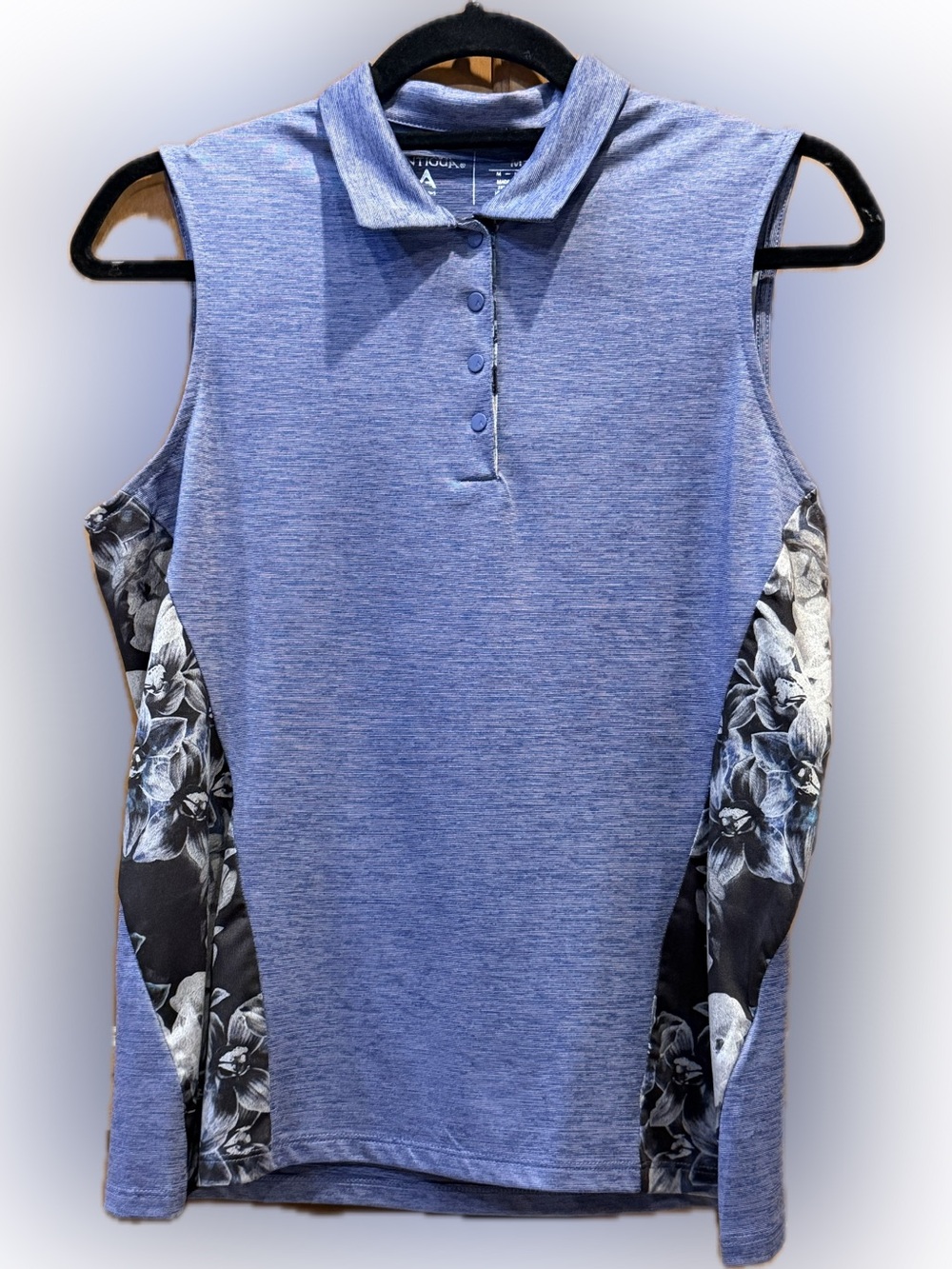 Antigua Darling Sleeveless Golf Polo Top NWT Blue Floral Desert Dry, size M